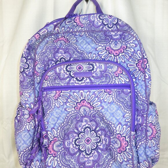 Vera Bradley Lilac Tapestry Lighten Up Essential Large Laptop Backpack Bag - Picture 1 of 16
